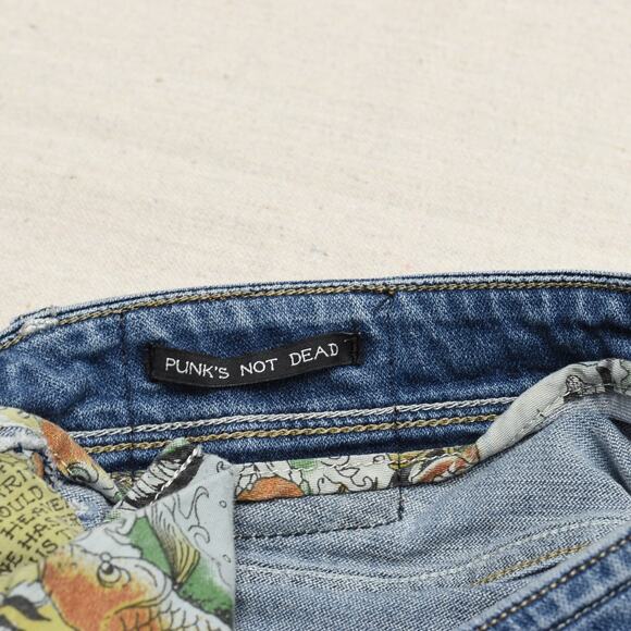 Ed Hardy Women's Skinny Jeans Zip Cotton Blue Size 30 Punks Not Dead Denim - Picture 8 of 8